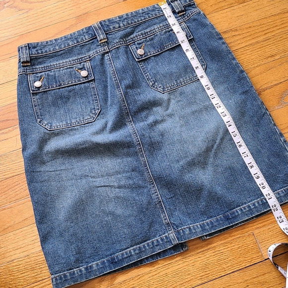 Denim Skirt Retro Style Old Navy Sz 14 100%Cotton..patch pockets & front slit - Picture 11 of 14